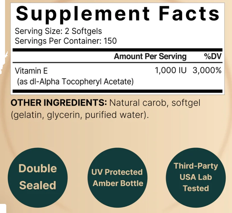 vitamina E 1000UI, 300 Cápsulas, NatureBell