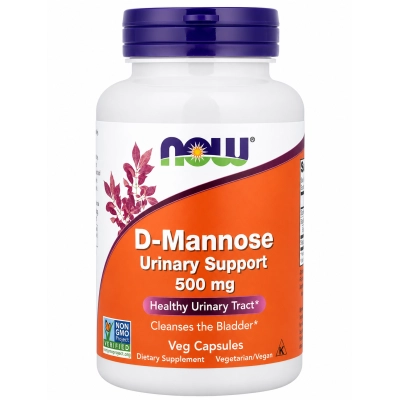 D-Mannose 500mg, Saúde da Bexiga, Conforto Urinário e Qualidade de Vida, Cápsulas, Now