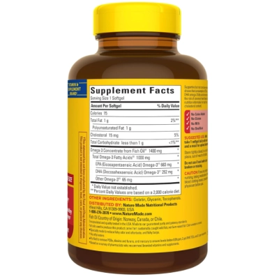 Omega 3, Fish Oil 1400mg, 90 Cápsulas Sabor de Limão, Nature Made