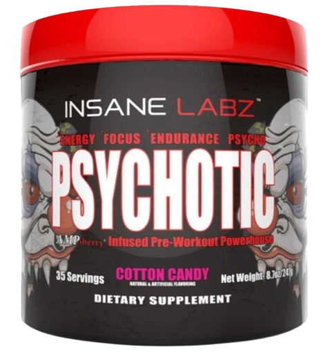 Pré-Treino, Psychotic 247g, Sabor Cotton Candy, Insane Labz