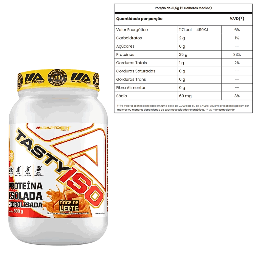Whey Isolado Hidrolisado, 900g, Tasty Iso, Adaptogen