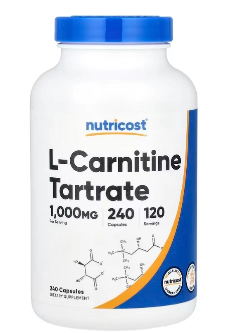 L-Carnitina Tartarato 1000mg, 240 Cápsulas, Nutricost