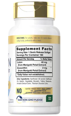 Luteína 40mg e Zeaxantina 2mg, 180 Softgels, Carlyle