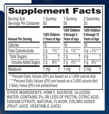 Melatonina Kids 1mg, 60 Gomas sabor natural de Melancia, Zarbee's