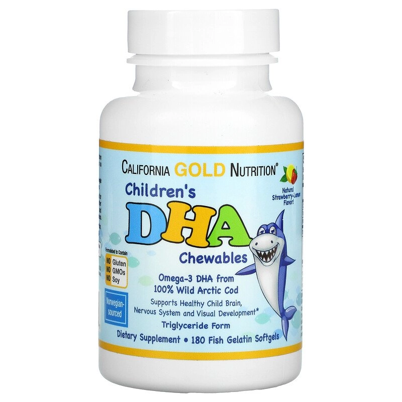 Ômega-3 DHA de Bacalhau do Ártico Selvagem, Sabor Morango e Limão, 180 Cápsulas Softgel, California Gold Nutrition
