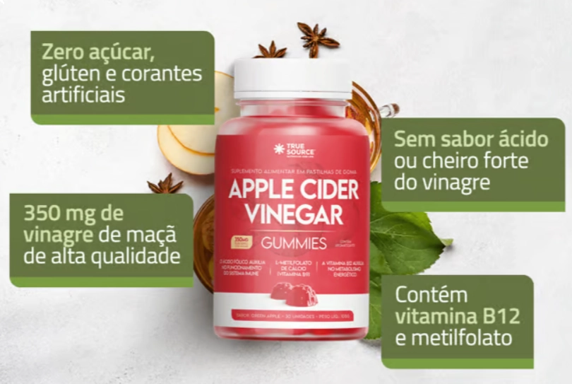 True Apple Cider Vinegar, 30 Gomas, True Source