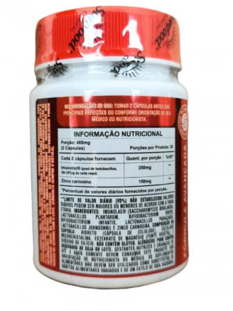 Imunolac Probiótico + Zinco 400mg, 60 Cápsulas, Sunfood