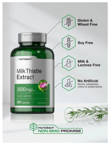 Milk Thistle, Extrato de Cardo Mariano 3000mg, 300 Cápsulas, Horbaach