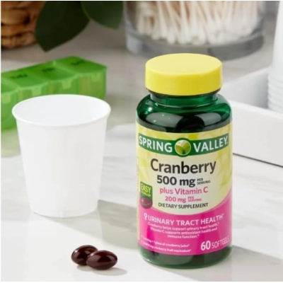 Cranberry 500mg com  Vitamina C 200mg, 60 Cápsulas, Spring Valley