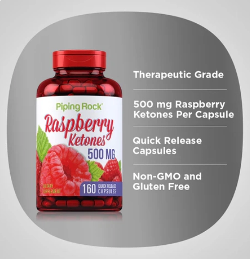 Raspberry Ketones 500mg, 120 Cápsulas, PipingRock