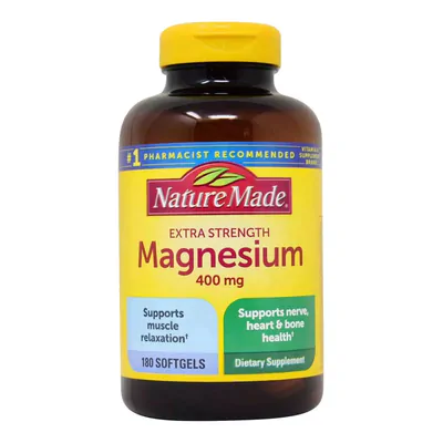 Magnésio, Força Extra, 400mg, 180 Cápsulas, Nature Made