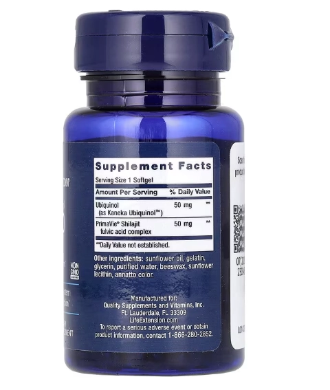 Super Ubiquinol CoQ10, com Suporte Mitocondrial Aprimorado, 50mg, 30 Cápsula, Life Extension