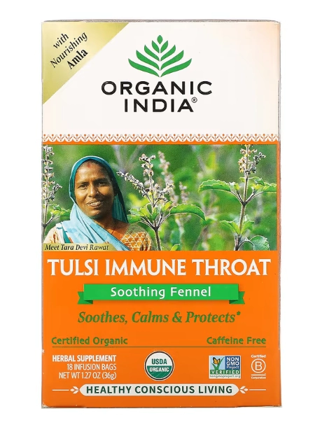 Chá Suporte Imunológico, Tulsi Immune, Sem Cafeína, 18 Saches, Organic India, Sabores