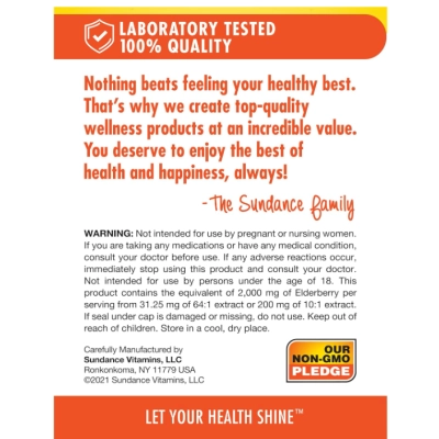 Black Elderberry 2000mg, Sabugueiro Preto, 100 Cápsulas, Sundance 