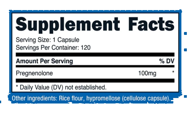 Pregnenolone 100mg, 120 Cápsulas, Nutricost