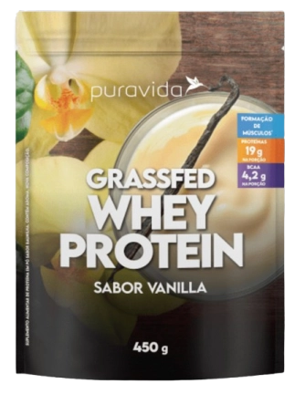 Whey Protein Grassfed, Sabor Baunilha, 450g, Pura Vida