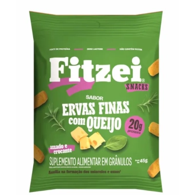 Fitzei Snacks, Suplemento Alimentar Crocante com 20g de Proteínas, 45g Sabores, Vitafor
