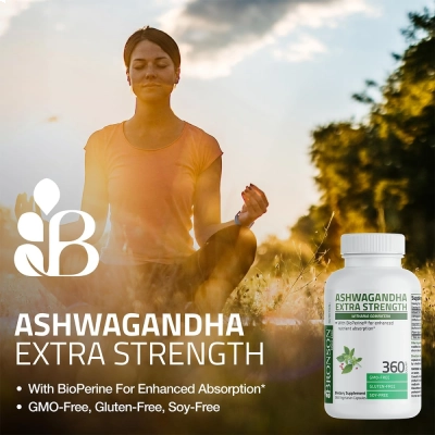 Ashwagandha Extra Strength, 150mg, 360 Cápsulas, Bronson