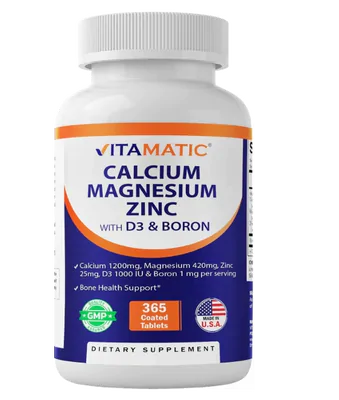 Cálcio, Magnésio, Zinco, Vitamina D3 com Boro, 365 Comprimidos Mastigaveis, Vitamatic