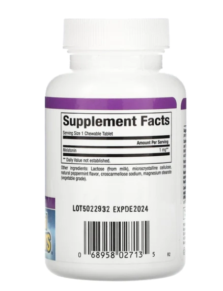 Melatonina 1mg,  90 Comprimidos Mastigáveis, Natural Factors