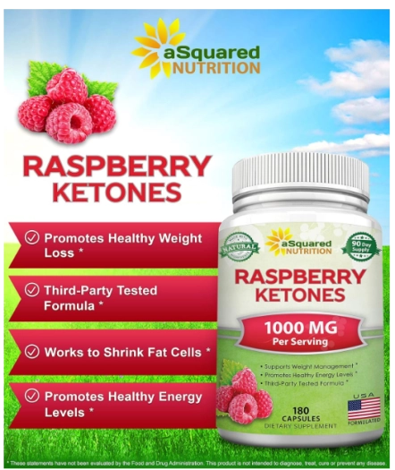 Raspberry Ketones 1000mg, 180 Cápsulas, aSquared Nutrition