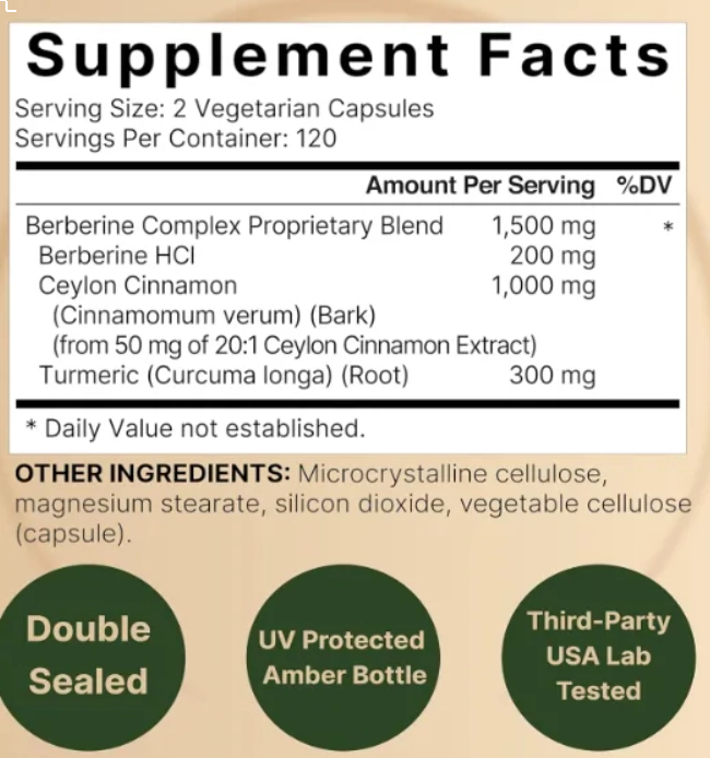 Berberina 1500mg, 240 Cápsulas, Naturebell
