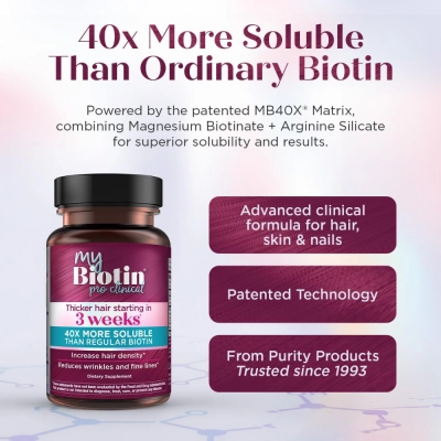 MyBiotin ProClinical MB40X, 10000mcg, 30 Cápsulas, Purity Products