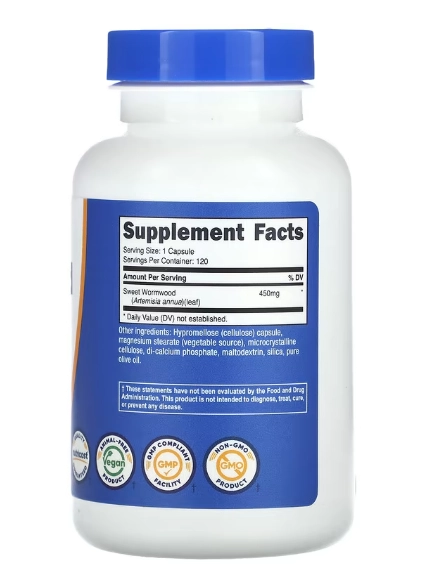 Wormwood, Absinto 450mg, 120 Cápsulas, Nutricost