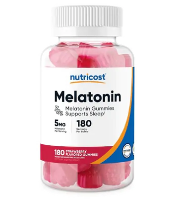 Melatonina 5mg, 180 Gomas Sabor Morango, Nutricost
