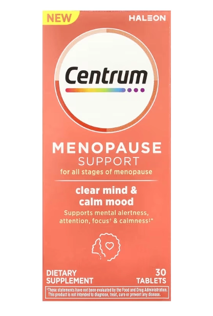 Centrum, Menopause Support, Mente Clara e Humor Calmo, 30 Comprimidos