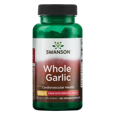 Whole Garlic 700mg, Imunidade, Coração Saudável e Bem-Estar, 60 Cápsulas, Swanson