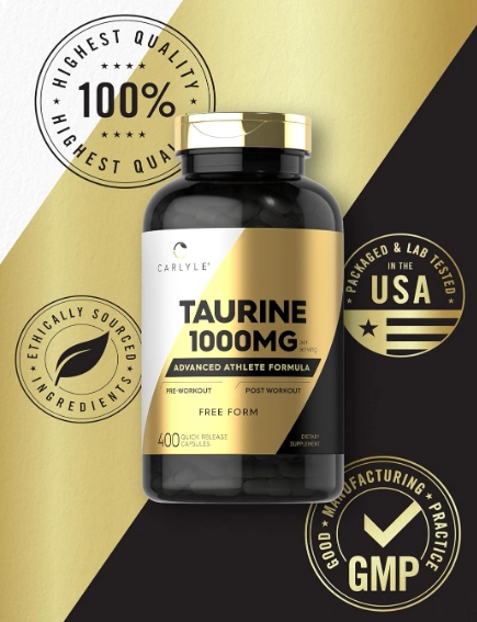 Taurina 1000mg, 400 Cápsulas, Carlyle 