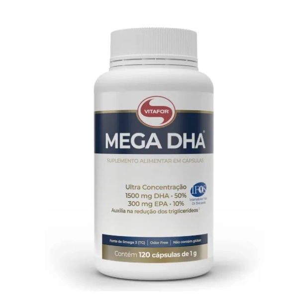 MEGA DHA, EPA 300mg/ DHA 1500mg, 120 Cápsulas, Vitafor