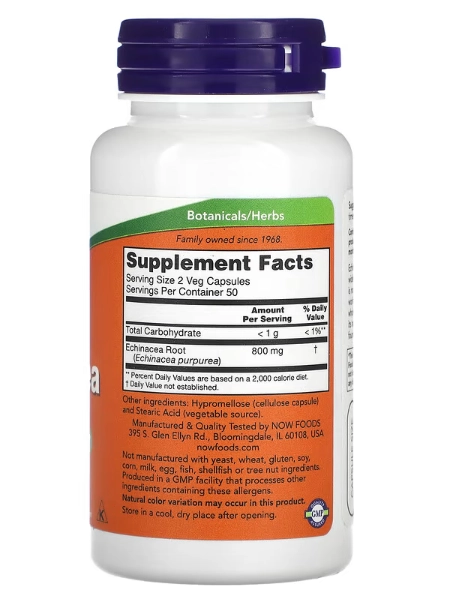 Echinacea 400mg, 100 Cápsulas, Now