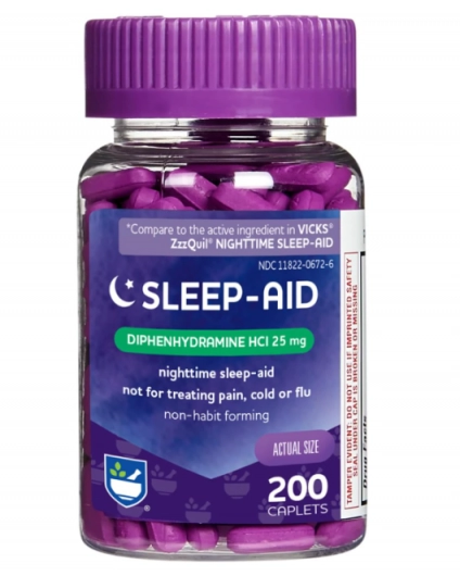 Sleep Aid, HCl de difenidramina, 25mg, 200 Cápsulas, Rite Aid