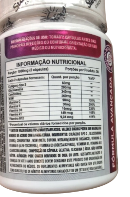 Glucosamina + Condroitina 1000mg, 60 Cápsulas, Sunfood