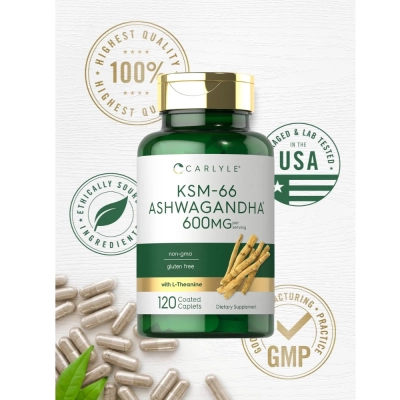 KSM-66 Ashwagandha, 600Mg, 120 Cápsulas, Carlyle