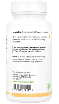 Lithium Orotate, 5mg, 120 Cápsulas, Lucky Vitamin