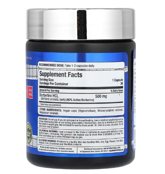 Cloridrato de Berberina 500mg, 30 Cápsulas, ALLMAX