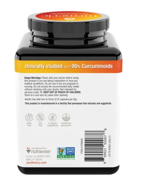 Cúrcuma 2250mg, 210 Cápsulas, Youtheory