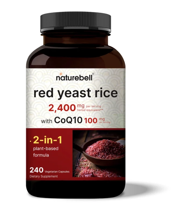 Red Yeast Rice, Arroz Vermelho Levedura 2.400mg, com CoQ10, 240 Cápsulas, Naturebell