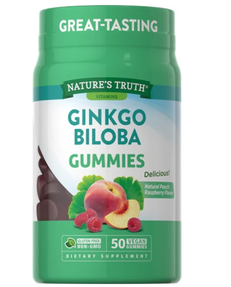 Ginkgo Biloba 100mg, 50 gomas sabor Pêssego, Nature's Truth