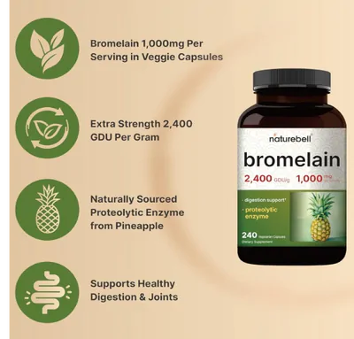 Bromelain 1000mg, 240 Cápsulas, Naturebell