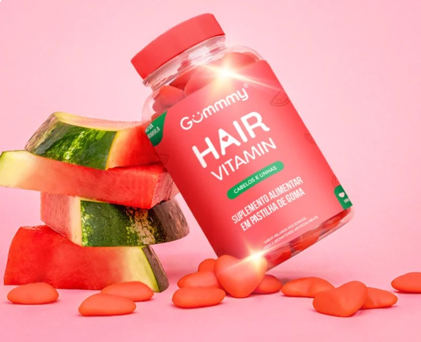 Gummy Hair, Cabelo, Pele e Unha, 60 Gomas Sabor Melancia, 180g