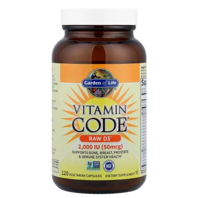 Vitamin Code RAW D3, com Vitamina D 2000UI, 120 Cápsulas, Garden Of Life