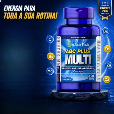 ABC Plus Multivitamínico e Multimineral Completo, Energia e Imunidade, 100 Caplets, Puritan’s Pride