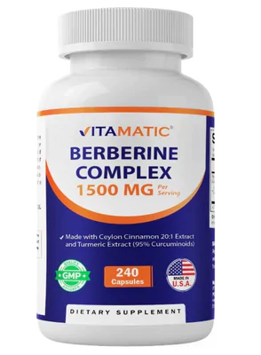 Berberina com Canela do Ceilão, 1500mg, 240 Cápsulas, Vitamatic