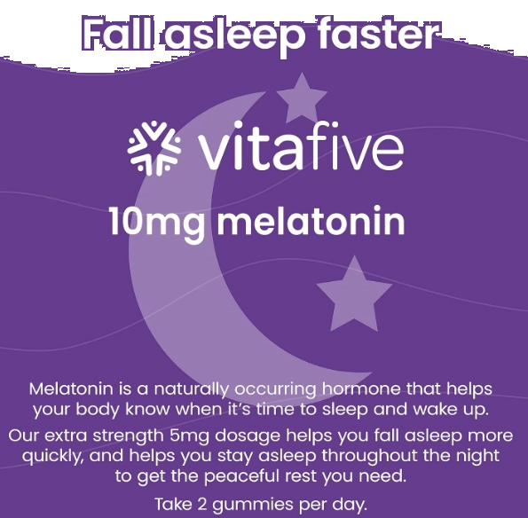 Melatonina 10mg Extra Forte, 50 Gomas Sabor Morango, Vitafive