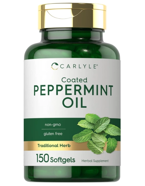 Peppermint Oil, Óleo de hortelã-Pimenta 100mg, 150 Cápsulas, Carlyle 