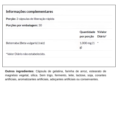 Beet Root (Beterraba), 1000mg, 60 Cápsulas, Sundance